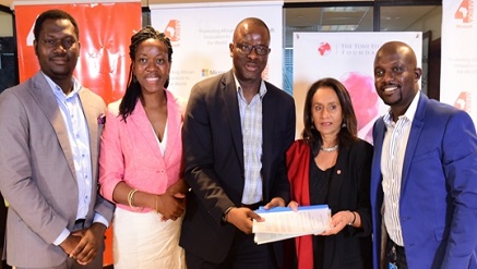 L-R - Philanthropy & CSR Lead MSFT Nigeria, Sola Amusan; Director, Group Marketing and Corporate Communications, Heirs Holdings, Pelumi Fadairo ; GM Microsoft Nigeria, Akin Banuso; CEO Tony Elumelu Foundation, Parminder Vir; Marketing and Operations Director Microsoft Nigeria, Ade Ajayi, during an MOU signing between the Tony Elumelu Foundation and Microsoft to provide complimentary access to Microsoft's business development software, Bizpark to 3,000 Tony Elumelu Entrepreneurs across 54 African Countries